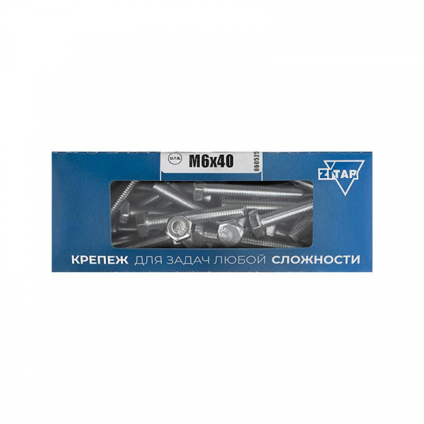 Болт с шестигранной головкой М6х40 DIN 933 оцинк. (уп.50шт) Zitar 105204