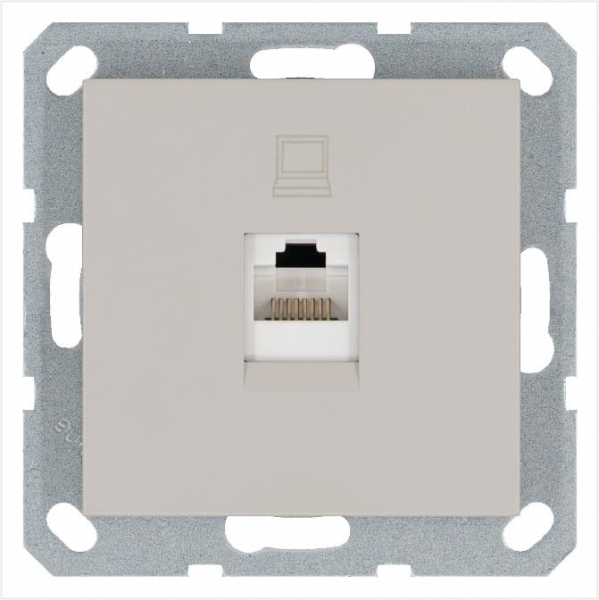 Розетка компьютерная 1-м RJ45 IP20 кат. 5E механизм тауп Jasmart G6105T
