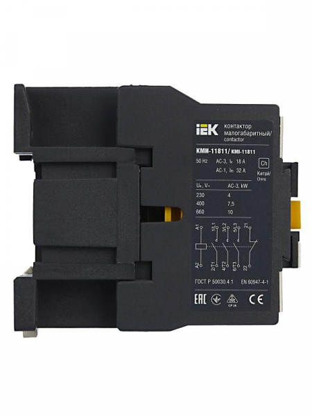 Контактор КМИ-11811 18А 230В/АС3 1НЗ KARAT IEK KKM11-018-230-01