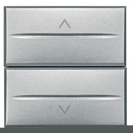 Выключатель для жалюзи кнопочный 2-кл. 2мод. Axolute Axial 10А 250В 1Р(NO)+ 1Р(NO) алюм. Leg BTC HC4037/2