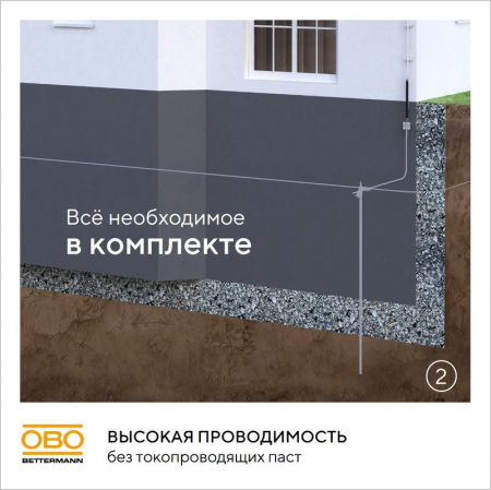 Комплект заземления безмуфтовый d20мм 6м сталь гор. цинк. OBO 5000756