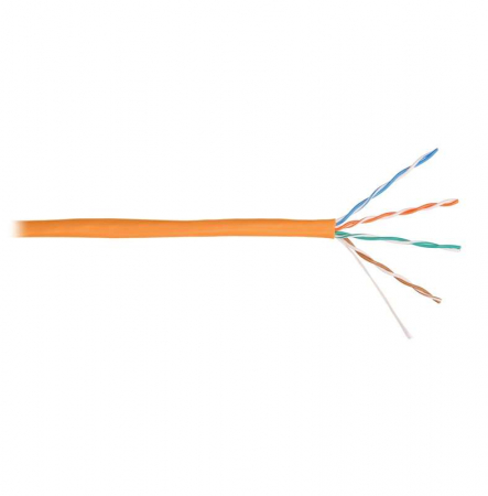 Кабель U/UTP кат.5E (класс D) 4 пары 24 AWG (0.49мм) тест по ISO/IEC 100МГц ОЖ BC чистая медь внутр. LSZH нг(А)-HFLTx оранж. (уп.305м) NIKOLAN NKL 2100C-OR