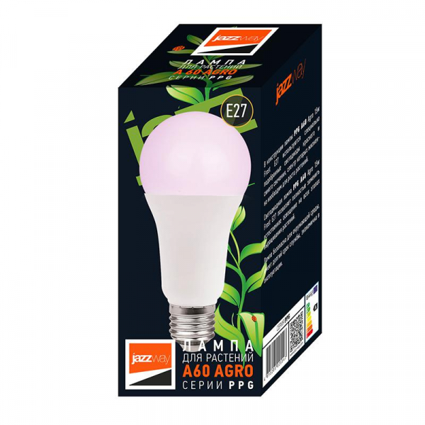Лампа светодиодная PPG A60 Agro 15Вт А60 грушевидная E27 IP20 для растений красн./син. спектр clear матов. JazzWay 5049444