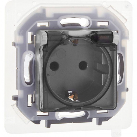 Розетка 1-м СП Inspiria 16А IP44 250В 2P+E защ. шторки с крышкой немецк. стандарт механизм алюм. IEK 673742