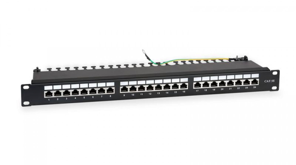 Патч-панель 19дюйм 1U кат.5E полн. экранир. 24 порта RJ45 Dual IDC WR-PL-24-C5E-SH-D черн. WRline 505210