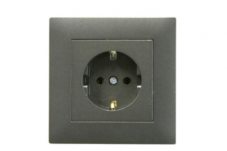 Розетка 1-м Karea RIZZ STAR с заземл. дым. металлик Makel 88050028