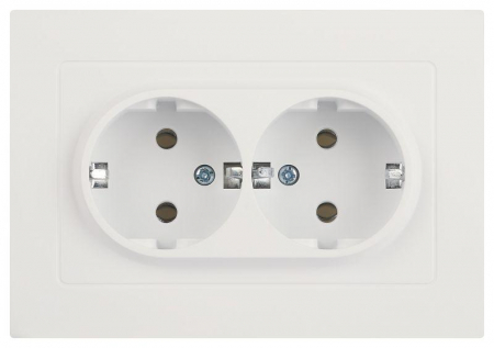 Розетка 2-м СП Accent 6-205-01М 16А IP20 250В 2P+E Schuko AL/CU бел. матов. Intro Б0063487