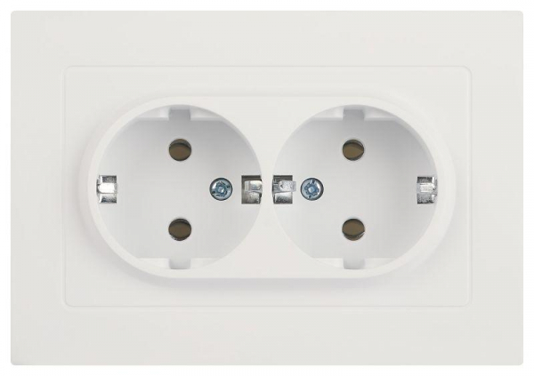 Розетка 2-м СП Accent 6-205-01М 16А IP20 250В 2P+E Schuko AL/CU бел. матов. Intro Б0063487