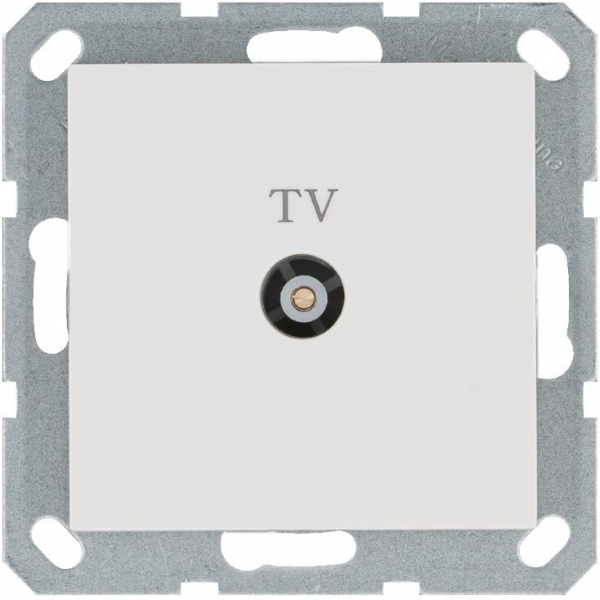 Розетка телевизионная проходная TV Ф9.5мм механизм бел. глянцевый Jasmart G6002W