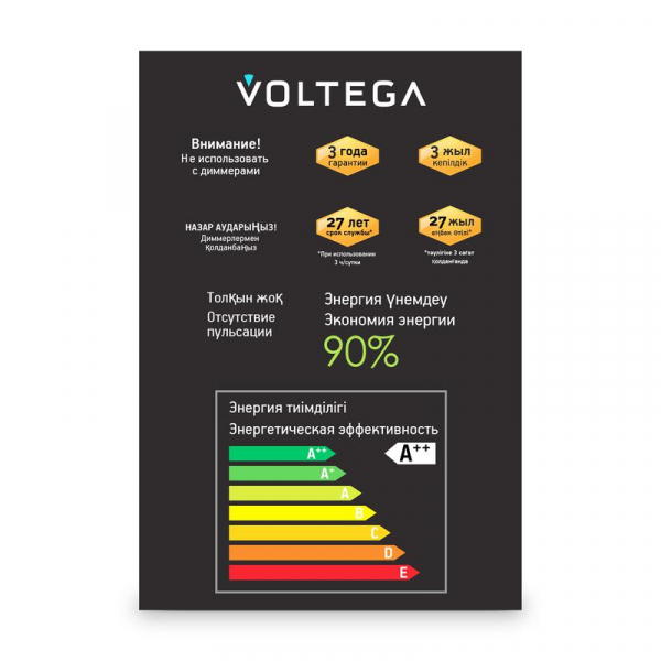 Лампа светодиодная Loft Led G125 4Вт 2500К E27 Voltega 8551