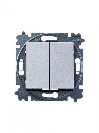 Переключатель 2-кл. СП Levit IP20 серебр./дым. черн. ABB 2CHH595245A6070
