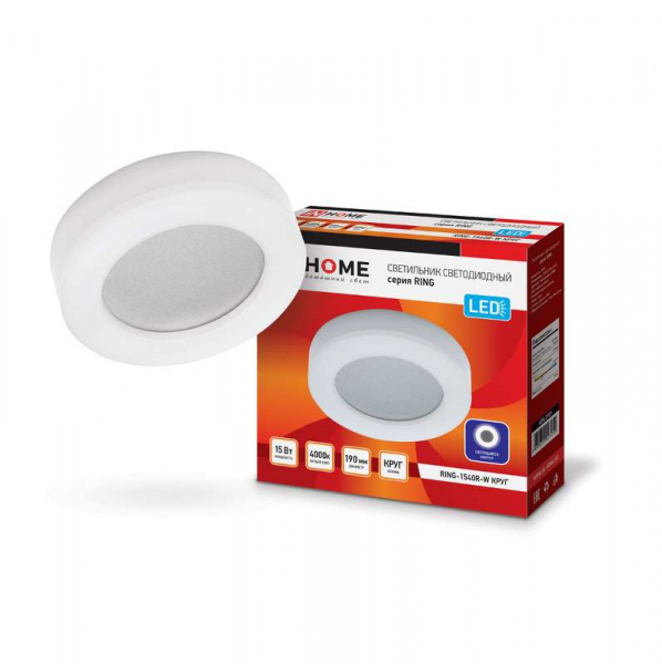 Светильник светодиодный RING-1540R-W 15Вт 4000К IP65 910лм 230В 190мм круг IN HOME 4690612023250
